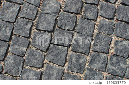 Beveled Pattern Of Cube Form Dark Rough Cobble Stones Beveled Pattern Of Cube Form Dark Rough Cobble Stones 139835770