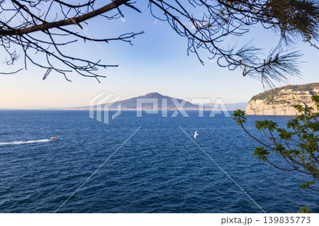 Sorrento coastline with Mount Vesuvius in Italy Sorrento coastline with Mount Vesuvius in Italy 139835773