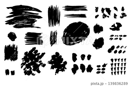 Set of black design elements grunge spots and dots vector illustration Set of black design elements grunge spots and dots vector illustration 139836289