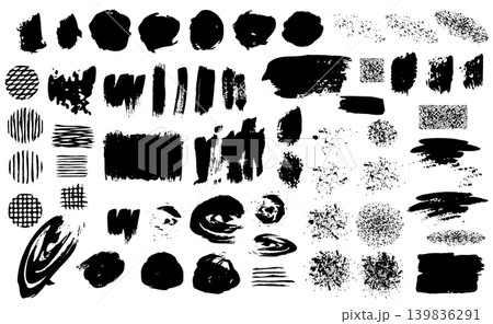 Set of black grunge design elements spots vector illustration Set of black grunge design elements spots vector illustration 139836291