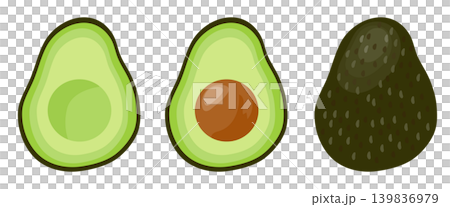 A set of fresh avocados and their cross-sections. A set of fresh avocados and their cross-sections. 139836979