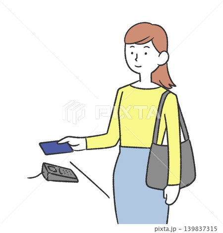 タッチ決済する女性 タッチ決済する女性 139837315