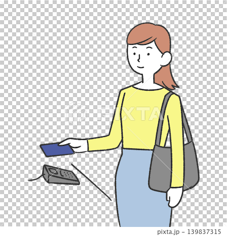 タッチ決済する女性 タッチ決済する女性 139837315