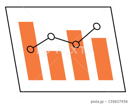 Orange bar chart and line graph vector illustration. Financial analysis, business growth, market research, data visualization, statistics, corporate reporting. Data diagram displaying results Orange bar chart and line graph vector illustration. Financial analysis, business growth, market research, data visualization, statistics, corporate reporting. Data diagram displaying results 139837456