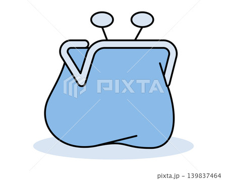 Blue vintage coin purse with metal clasp vector illustration. Personal finance, budget planning, retail shopping, cash savings, banking services, economy management. Retro money pouch and small 139837464