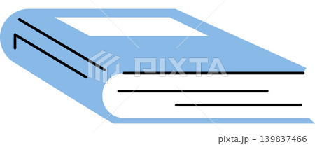 Blue book icon vector illustration. Education, academic study, library resources, literature, knowledge base, school supplies, university learning. Minimalist textbook graphic and literature volume 139837466