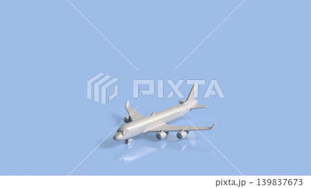 Minimalist Airplane On Blue Horizon 3d render. 139837673