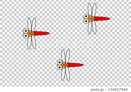Three adorable red dragonflies Three adorable red dragonflies 139837940