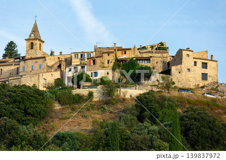 Panoramic view of old Montfort commune, France Panoramic view of old Montfort commune, France 139837972