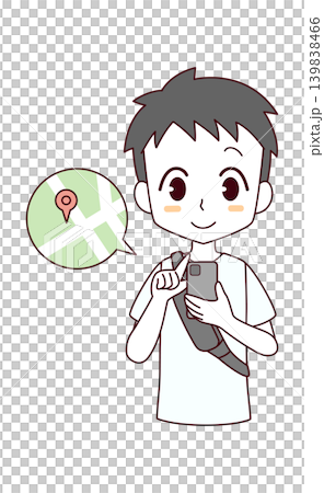 圖:一個男孩正在用智慧型手機看地圖 圖:一個男孩正在用智慧型手機看地圖 139838466