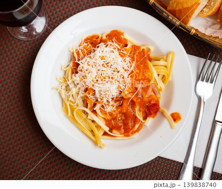 There is plate with Bolognese pasta 139838740