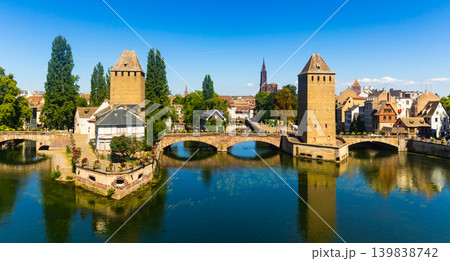 Medieval bridge Ponts Couverts from Barrage Vauban in Strasbourg, France Medieval bridge Ponts Couverts from Barrage Vauban in Strasbourg, France 139838742