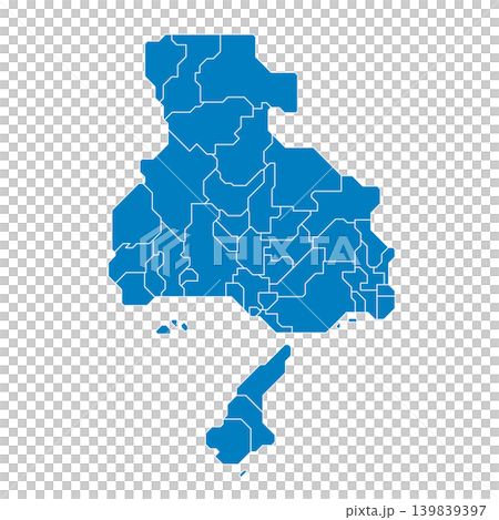 兵庫県の市区町村境界を示す青色のベクターマップ インフォグラフィック 兵庫県の市区町村境界を示す青色のベクターマップ インフォグラフィック 139839397