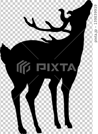 雄の鹿が頭を上げているシルエットのベクターイラスト素材 139839919