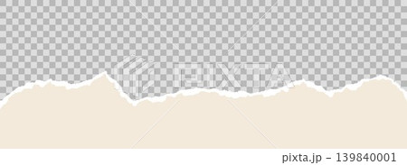 Beige torn paper bottom element background. Jagged uneven edge wave border for letterhead, header, footer, design template, collage, banner, sticker, poster. Vector curve paper piece frame divider Beige torn paper bottom element background. Jagged uneven edge wave border for letterhead, header, footer, design template, collage, banner, sticker, poster. Vector curve paper piece frame divider 139840001