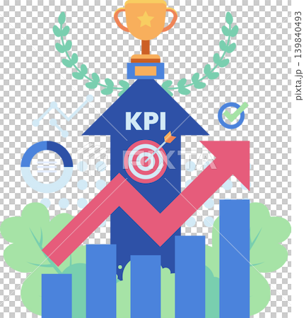 KPI Performance Growth Concept with Trophy and Upward Arrow KPI Performance Growth Concept with Trophy and Upward Arrow 139840493