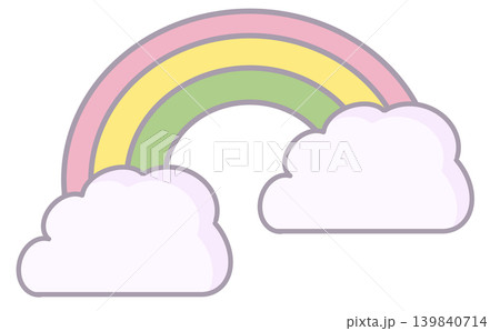 パステルカラーのかわいい虹と雲のイラスト素材2 パステルカラーのかわいい虹と雲のイラスト素材2 139840714