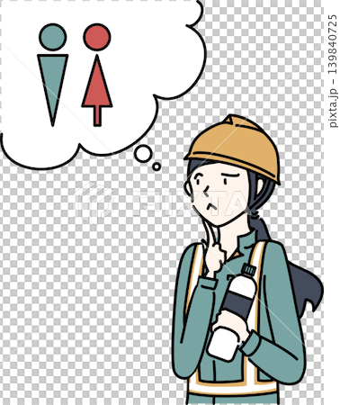 插圖描繪了一名女工因為擔心上廁所而猶豫不決,不敢喝水。 插圖描繪了一名女工因為擔心上廁所而猶豫不決,不敢喝水。 139840725