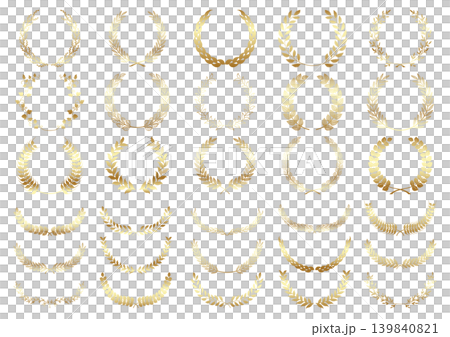 15 types each of circular and semicircular laurel wreaths in gold 15 types each of circular and semicircular laurel wreaths in gold 139840821