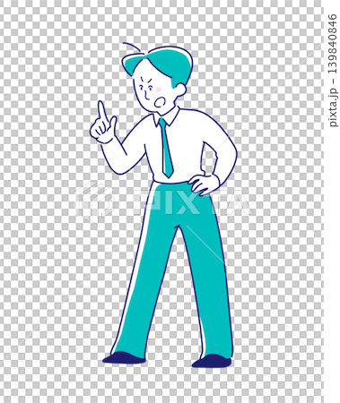 Illustration of a man giving a warning. 139840846