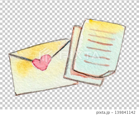 A watercolor illustration of a letter 139841142