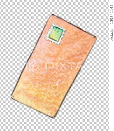 A brown envelope painted in watercolor 139841143