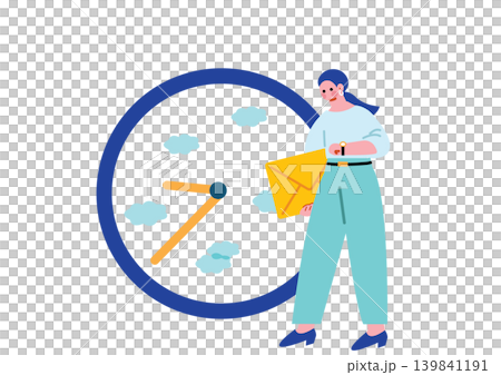 一位時間緊迫的女性的插圖 一位時間緊迫的女性的插圖 139841191