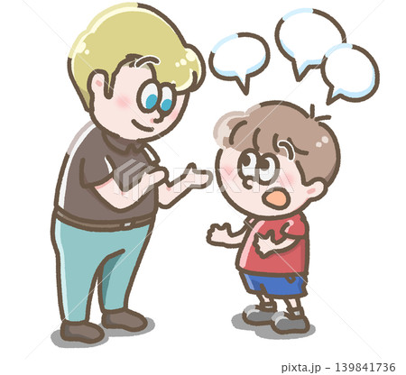 大人と話す子どものイラスト 大人と話す子どものイラスト 139841736