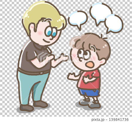 大人と話す子どものイラスト 大人と話す子どものイラスト 139841736