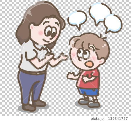 大人と話す子どものイラスト 大人と話す子どものイラスト 139841737