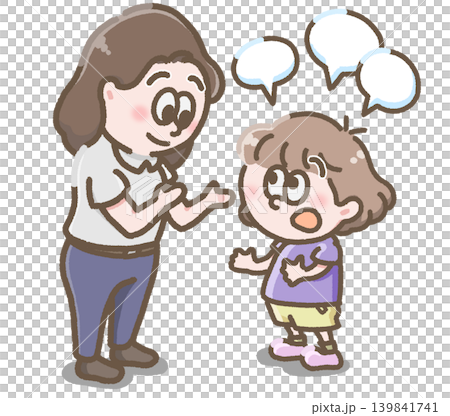 圖:一個孩子與成年人交談 圖:一個孩子與成年人交談 139841741