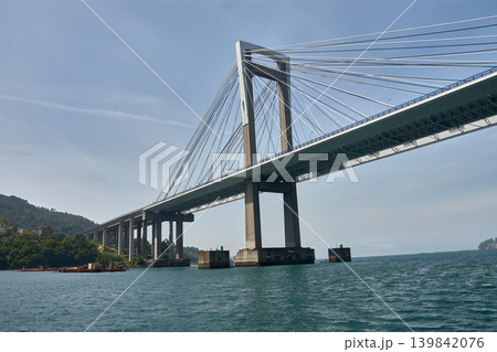 Cable-stayed structure of the famous Rande Bridge connecting the two banks of the Vigo estuary Cable-stayed structure of the famous Rande Bridge connecting the two banks of the Vigo estuary 139842076