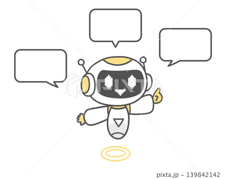 説明をする人工知能キャラクターのイラスト単色 説明をする人工知能キャラクターのイラスト単色 139842142