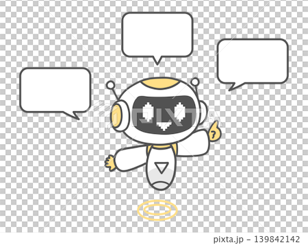 説明をする人工知能キャラクターのイラスト単色 説明をする人工知能キャラクターのイラスト単色 139842142