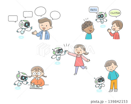 AIを使う子供たちイメージイラスト 139842153