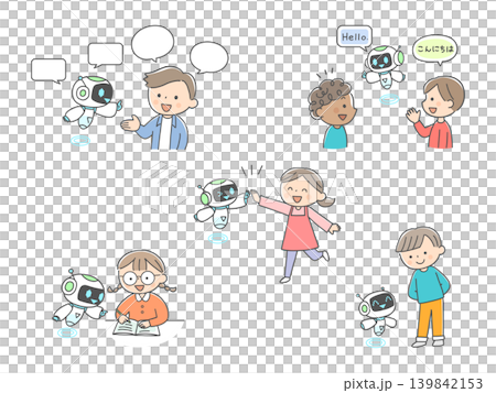 AIを使う子供たちイメージイラスト 139842153