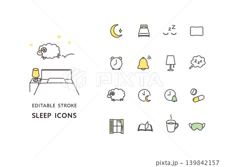 睡眠にまつわるアイコンセット 139842157
