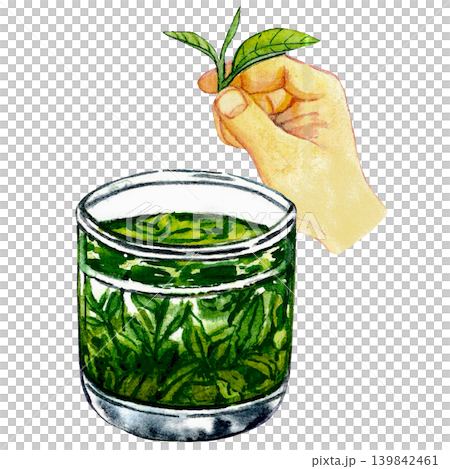 Tea Leaf Jar with Harvesting Hand 139842461