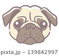パグ。犬の顔のイラスト素材。ベクター 139842997