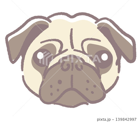 パグ。犬の顔のイラスト素材。ベクター パグ。犬の顔のイラスト素材。ベクター 139842997