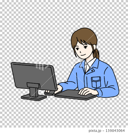 女性員工，電腦操作，資料輸入，商業，插畫。 139843064