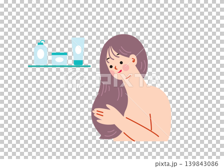 Illustration of a woman receiving a hair treatment. Illustration of a woman receiving a hair treatment. 139843086