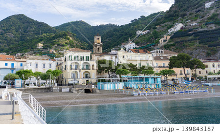 View of Minori on the Amalfi Coast in Italy. 139843187