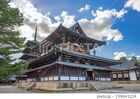 奈良 世界遺産法隆寺 国宝金堂と五重塔 奈良 世界遺産法隆寺 国宝金堂と五重塔 139843224