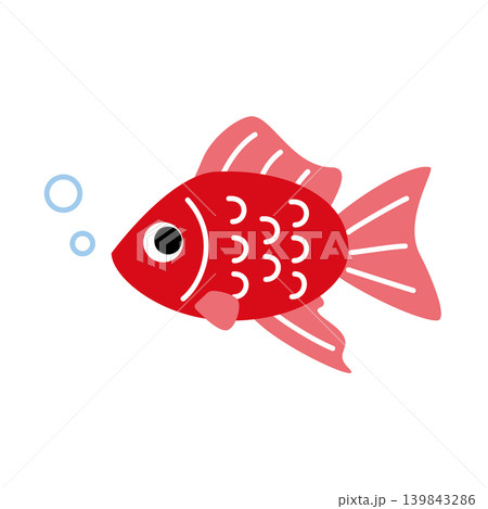 可愛い赤い金魚のイラスト 可愛い赤い金魚のイラスト 139843286