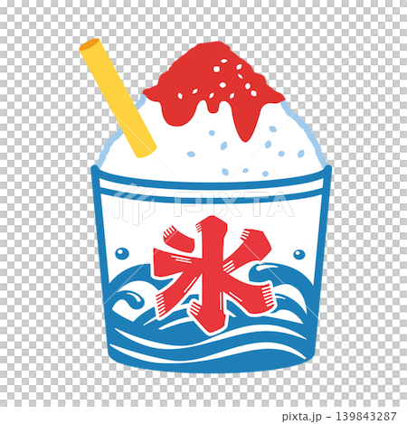 いちごシロップのかき氷のイラスト いちごシロップのかき氷のイラスト 139843287