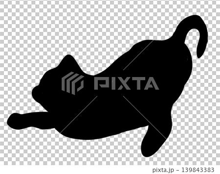 Silhouette of a stretching cat | Transparent PNG for cutting Silhouette of a stretching cat | Transparent PNG for cutting 139843383