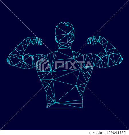 Bodyblder it is low poly triangulation triangulated polygonal electric cyan blue vibrant aqua neon color vector illustration image outline contour line Bodyblder it is low poly triangulation triangulated polygonal electric cyan blue vibrant aqua neon color vector illustration image outline contour line 139843525