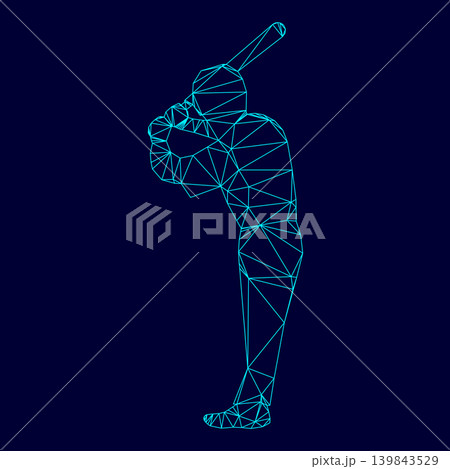 Ballplayer low poly triangulation triangulated polygonal electric cyan blue vibrant aqua neon color vector illustration image outline contour line Ballplayer low poly triangulation triangulated polygonal electric cyan blue vibrant aqua neon color vector illustration image outline contour line 139843529