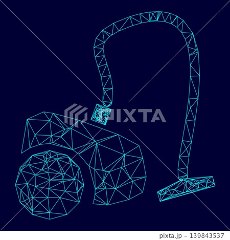 Vacuum cleaner low poly triangulation triangulated polygonal electric cyan blue vibrant aqua neon color vector illustration image outline contour line Vacuum cleaner low poly triangulation triangulated polygonal electric cyan blue vibrant aqua neon color vector illustration image outline contour line 139843537